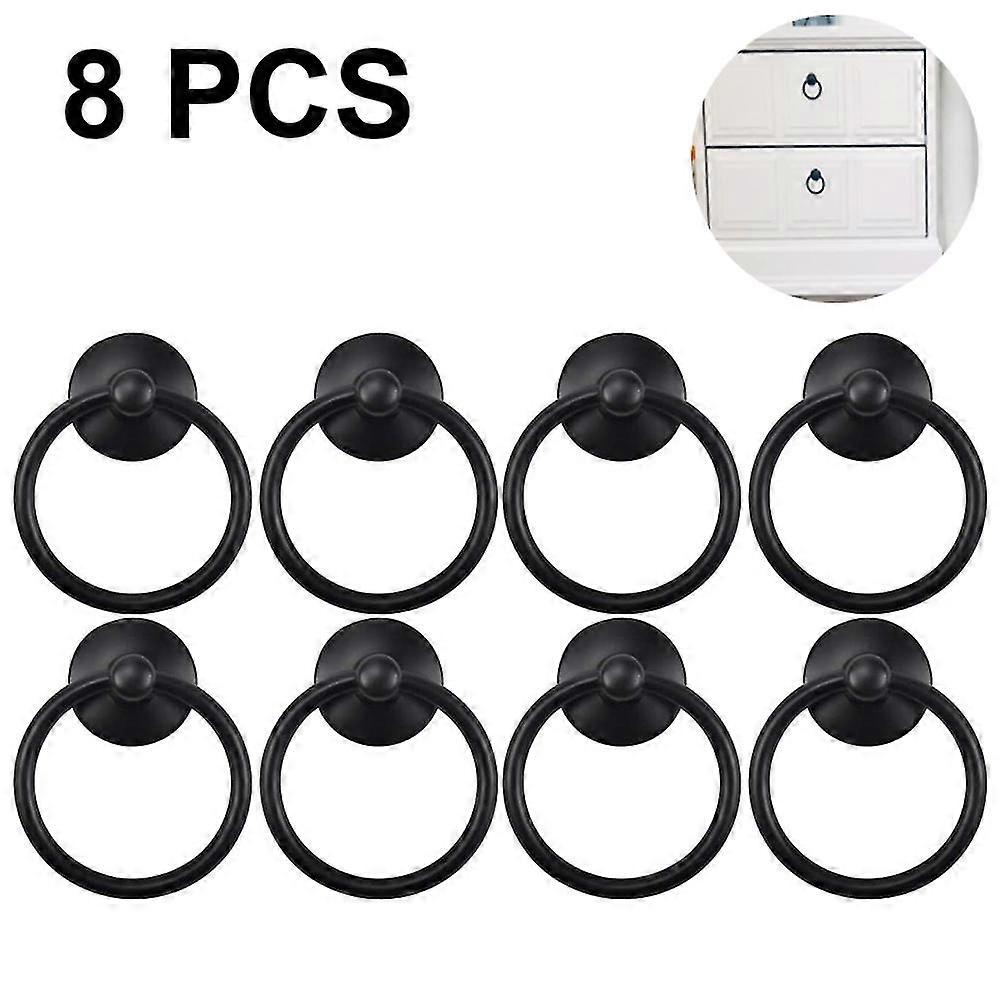 8pcs Vintage Cabinet Ring Knobs Round Antique Drawer Pulls Handle For Door Cupboard Drop Dresser Single Hole