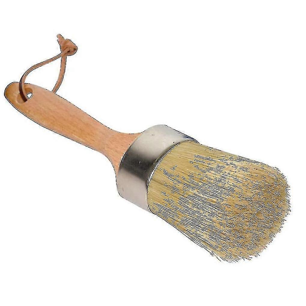 Chalk And Wax Paint Brush Large 2-in-1 Round Natural Bristles Painting Tool For Diy Furniture Stenc Souv