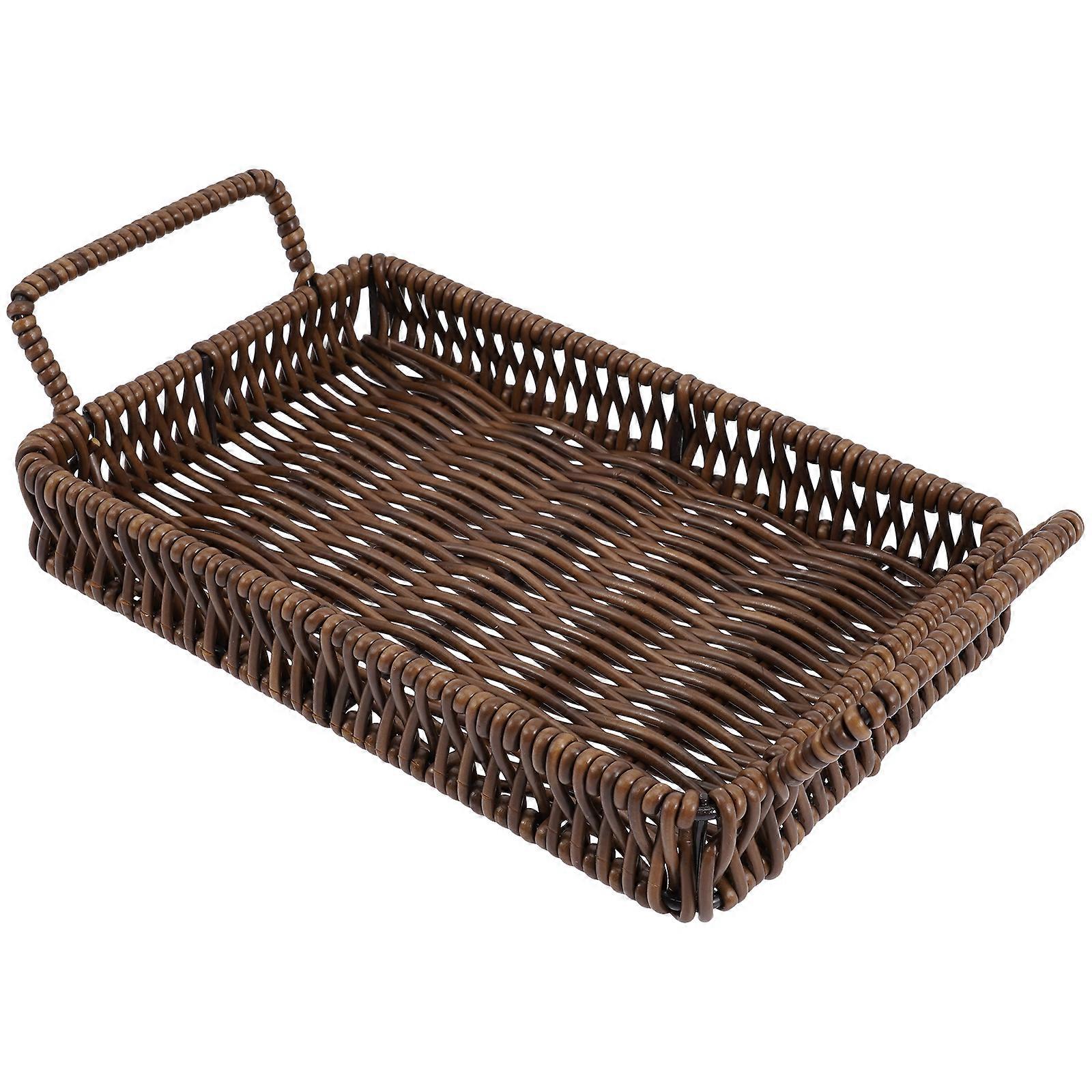 Desktop Bread Storage Basket Bread Basket Rectangular Woven Basket with Handles