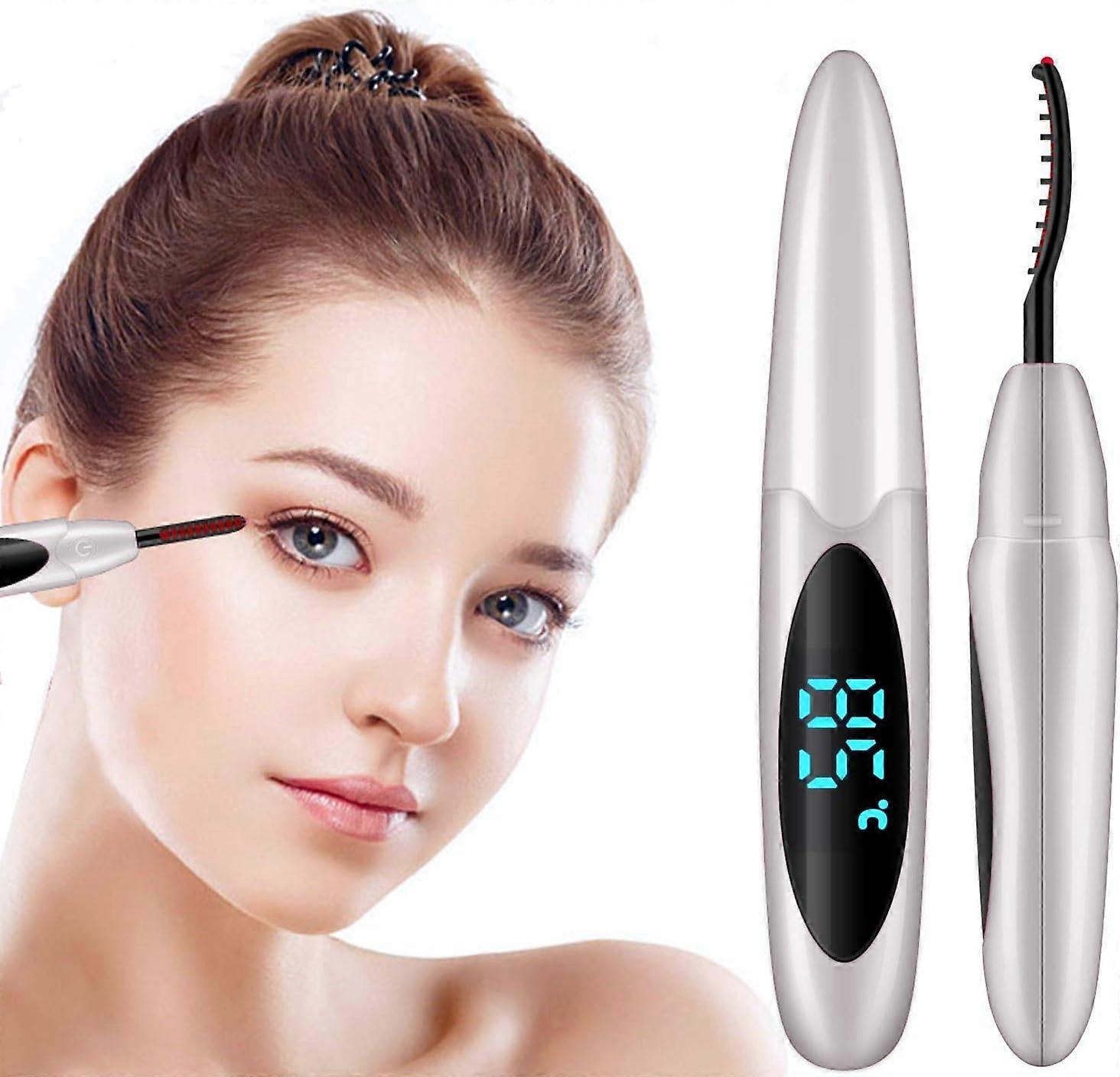 Portable Eyelash Curler  10s Quick Heated Eyelashes Curlers Comb  2 Modes Temperature  LED Display  24h Long-Lasting Harmless Lash Curler Styling Tool