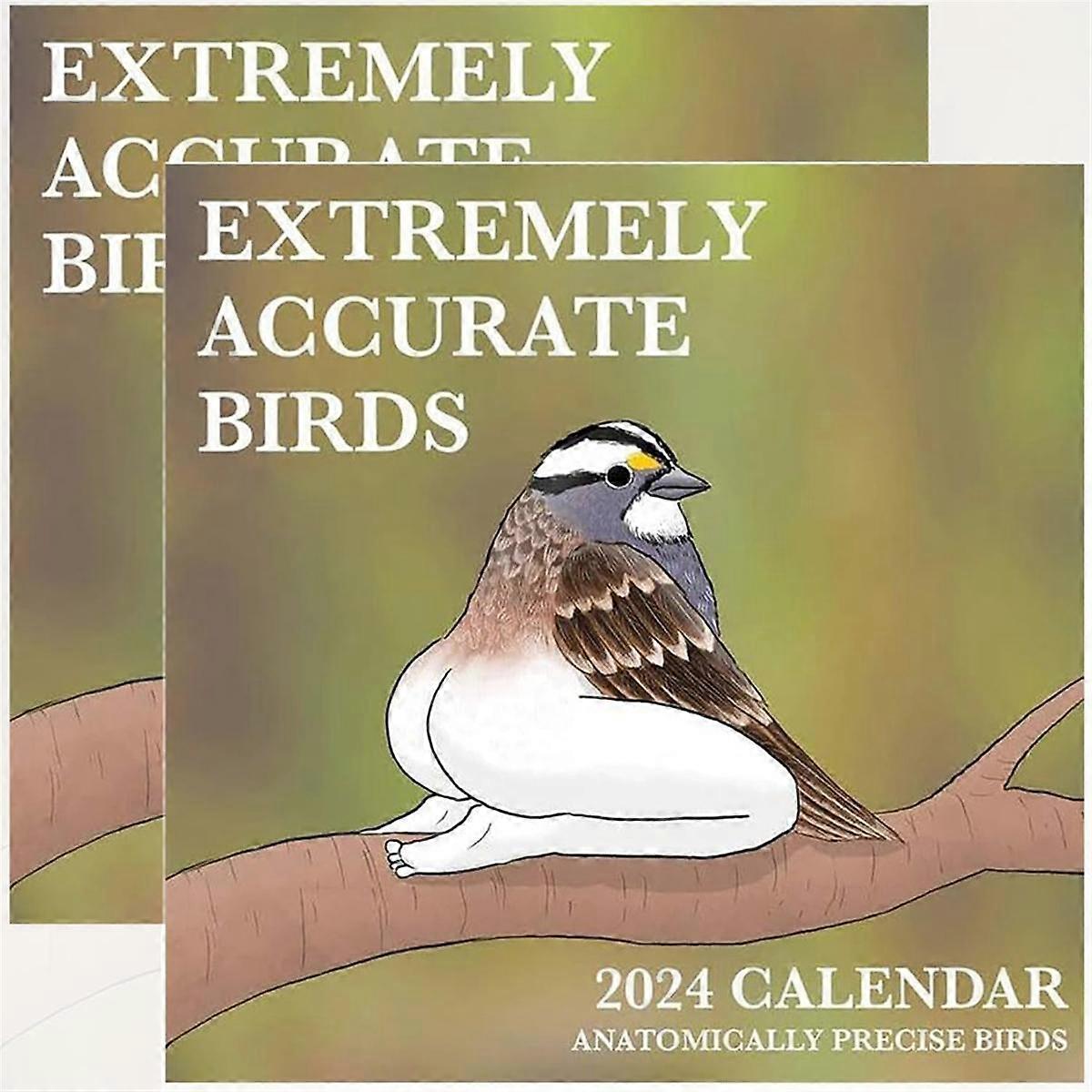 2PCS 2024 Calendar - Calendar of Extremely Accurate Birds Wall Calendar Jan. 2024 - Dec. 2024,12 Mo