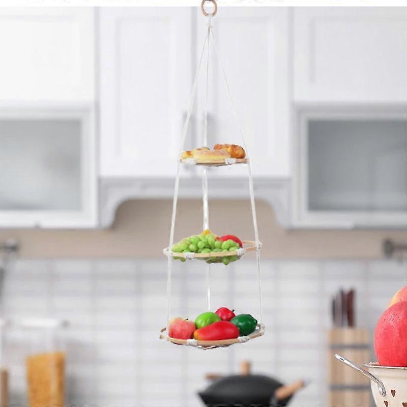 Hanging Fruit Basket Multifunctional Lightweight Cotton Rope Woven Storage Net Bag for Home Kitchen