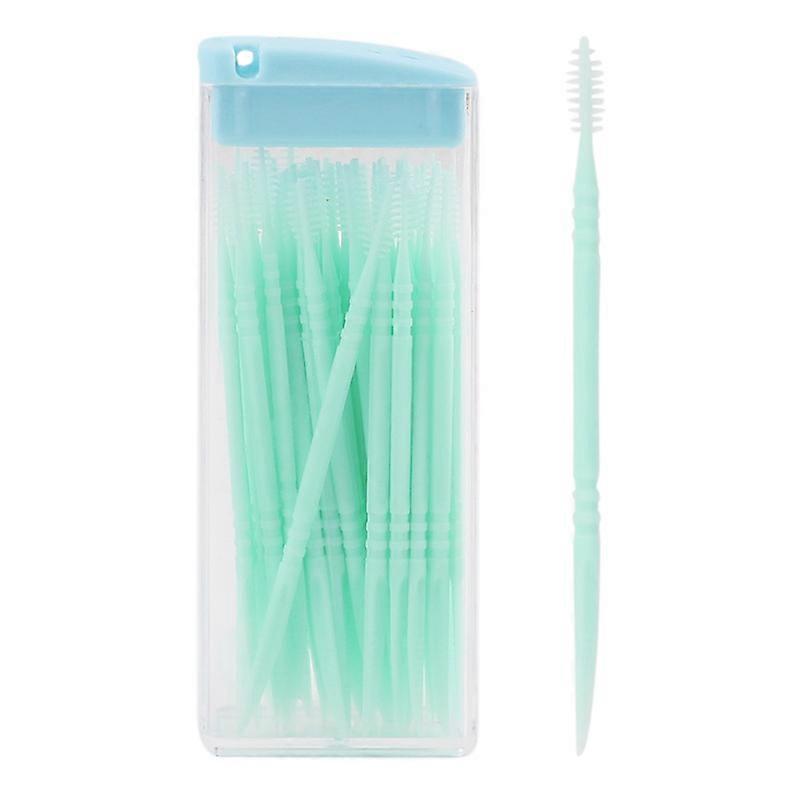 ZK-100pcs double-ended dental plastic toothpick sticks (random color)