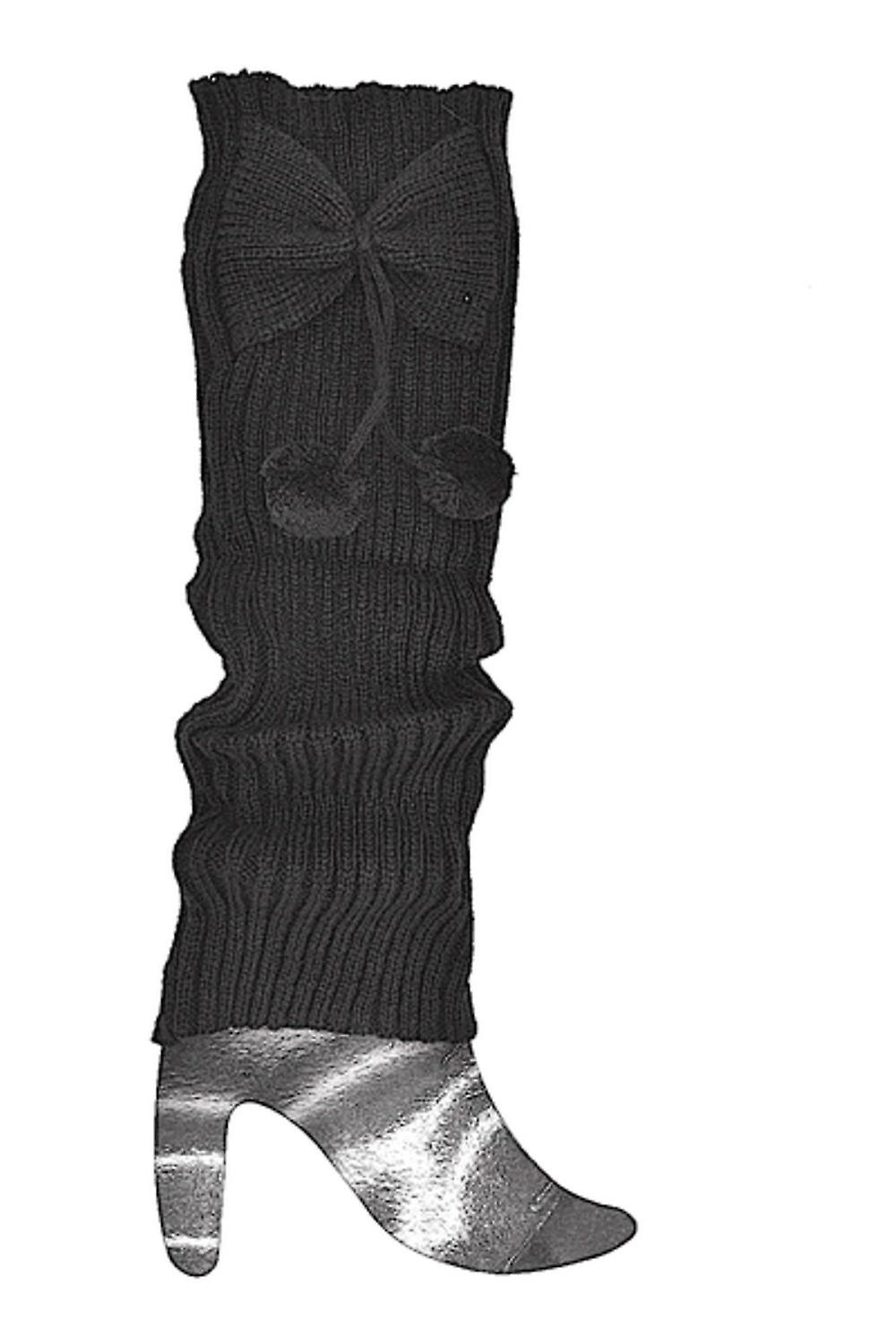Black leg warmers with bow 