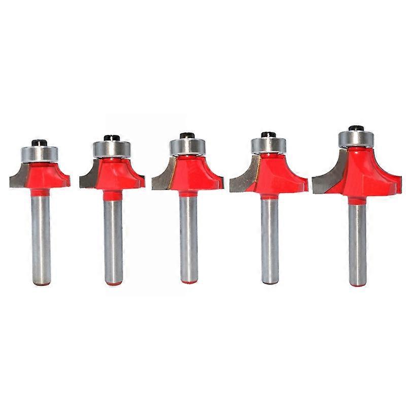 5Pcs 6mm Corner Round Over Router Bit with Bearing Cleaning Flush Milling Cutter for Wood Woodworki
