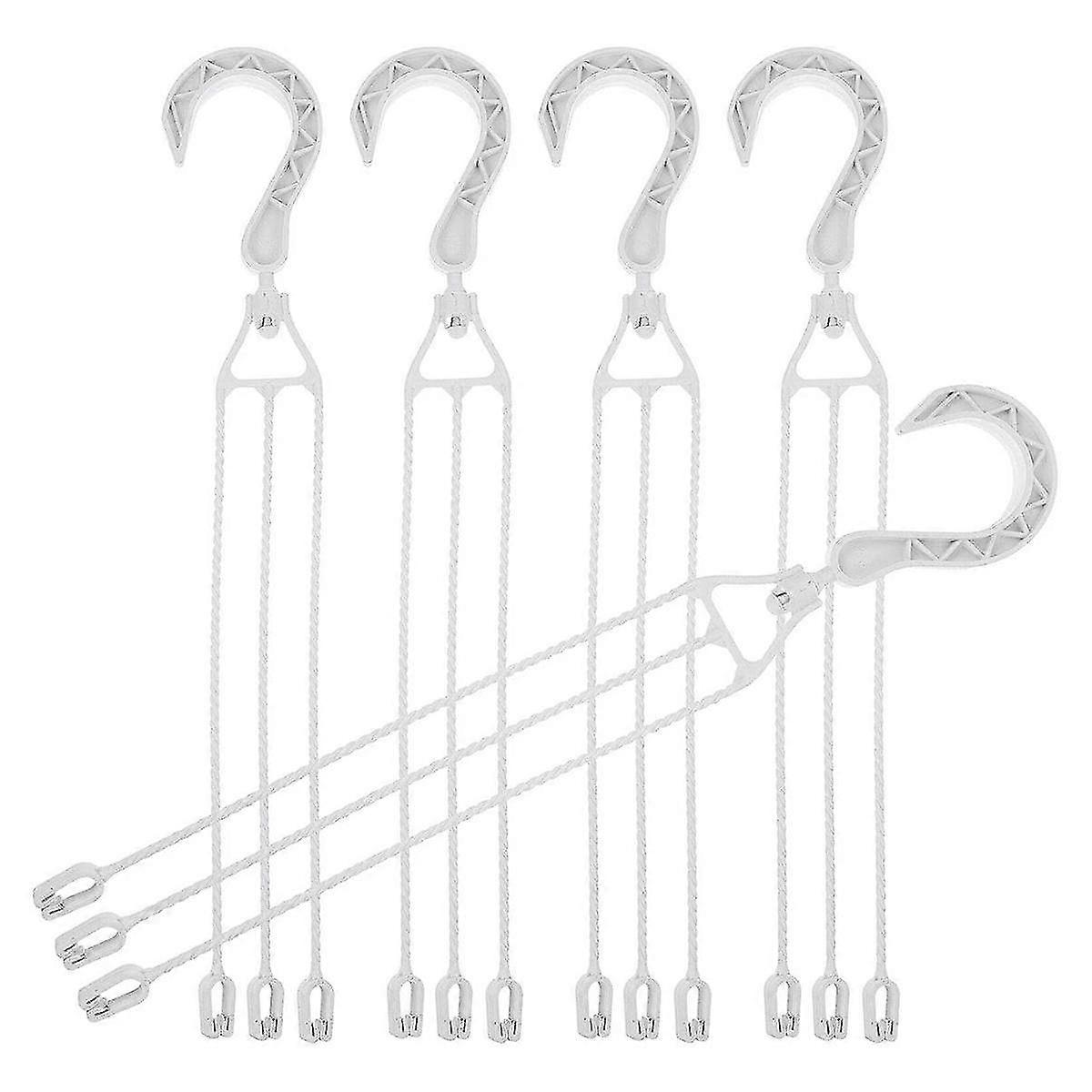 5PCS 플라스틱 행잉 체인 화분, 360회전 가능한 행잉 바구니 후크 화분 홀더 꽃 식물 냄비 (화이트)