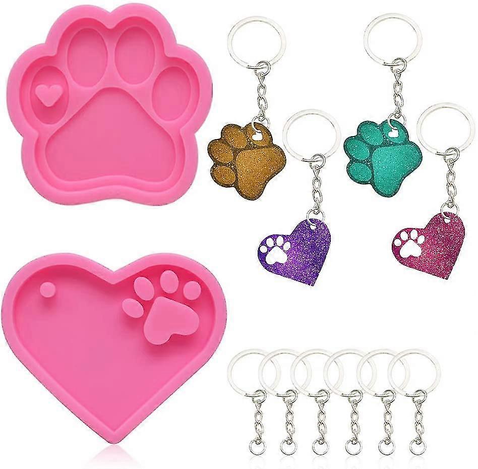 2 Resin Silicone Molds,epoxy Resin Silicone Mold And 10 Keychains With Chain
