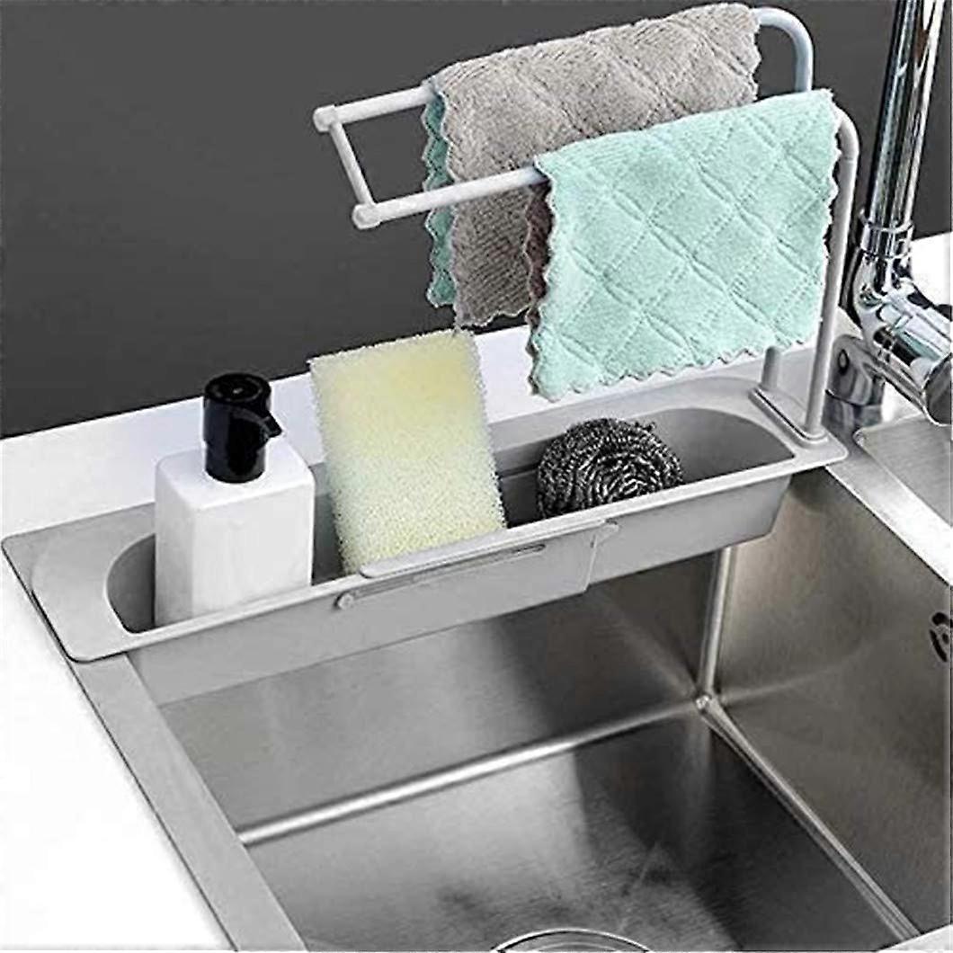 Innovative Kitchenware Rack, Telescopic Sink Sponge Soap Holder With Ventilated Drain, Scalable Adjustable Sink