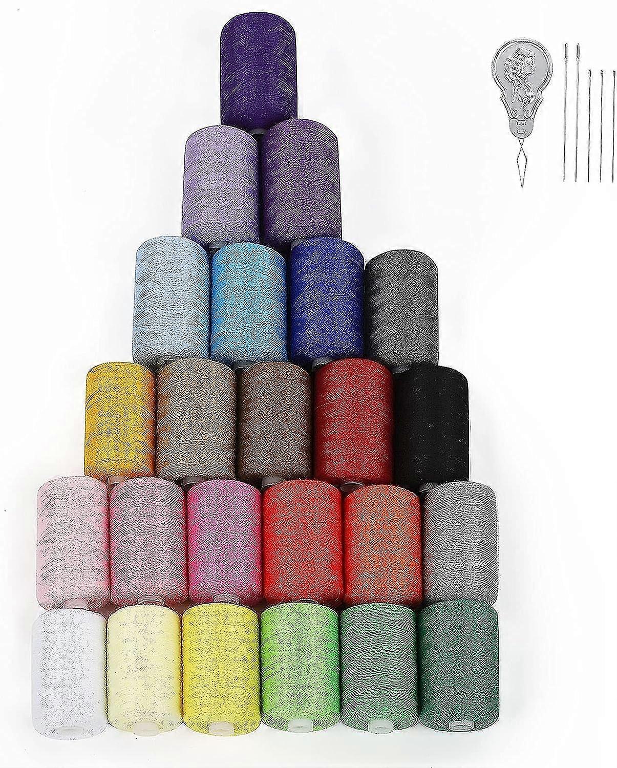 Sewing Thread Assortment Cotton Spools Thread Set For Sewing Machine, 24 Colors 1000 Yards Each