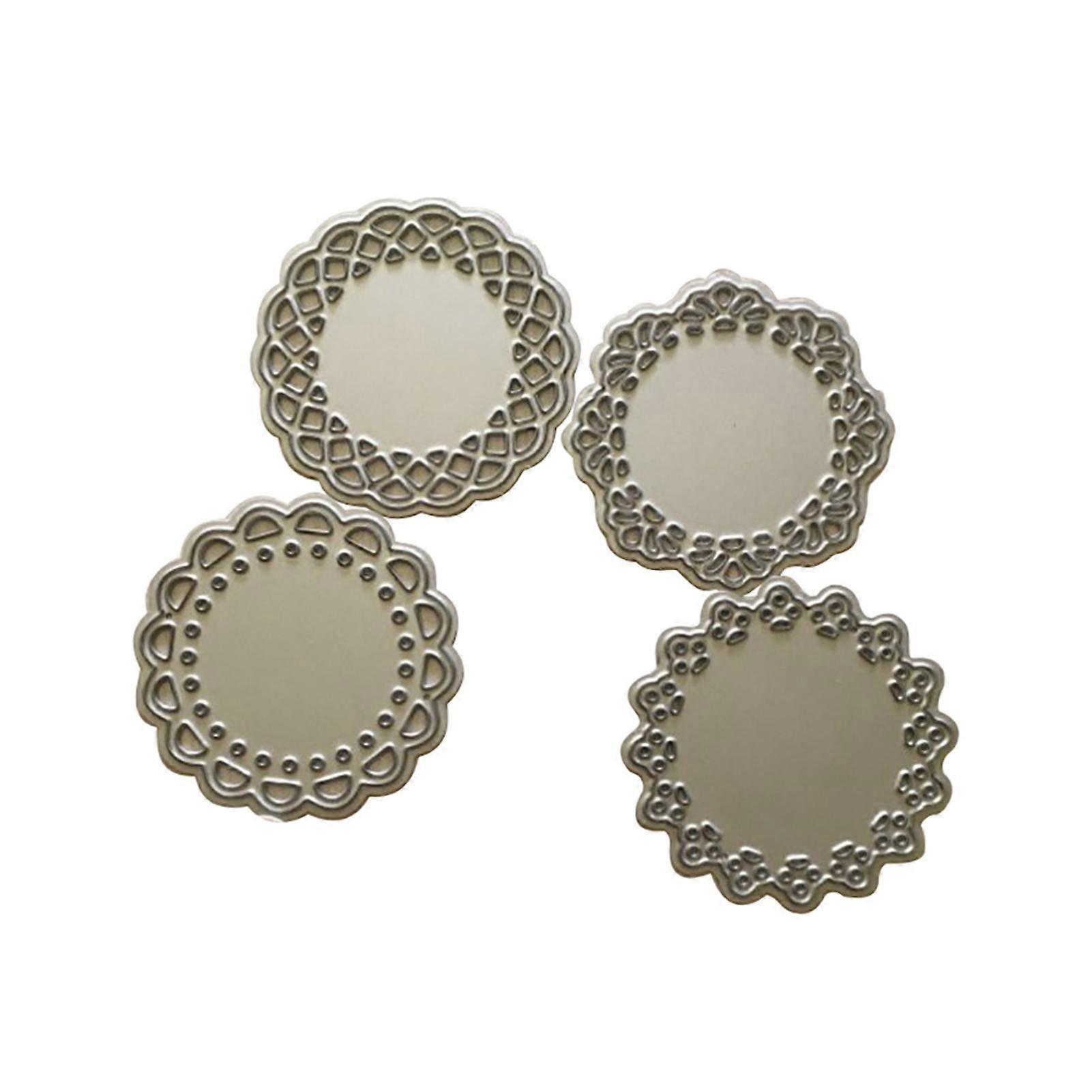 4Pcs Cutting Die Round Shape Reusable Carbon Steel Exquisite Lace Design Cutting Stencils for Scrapbook