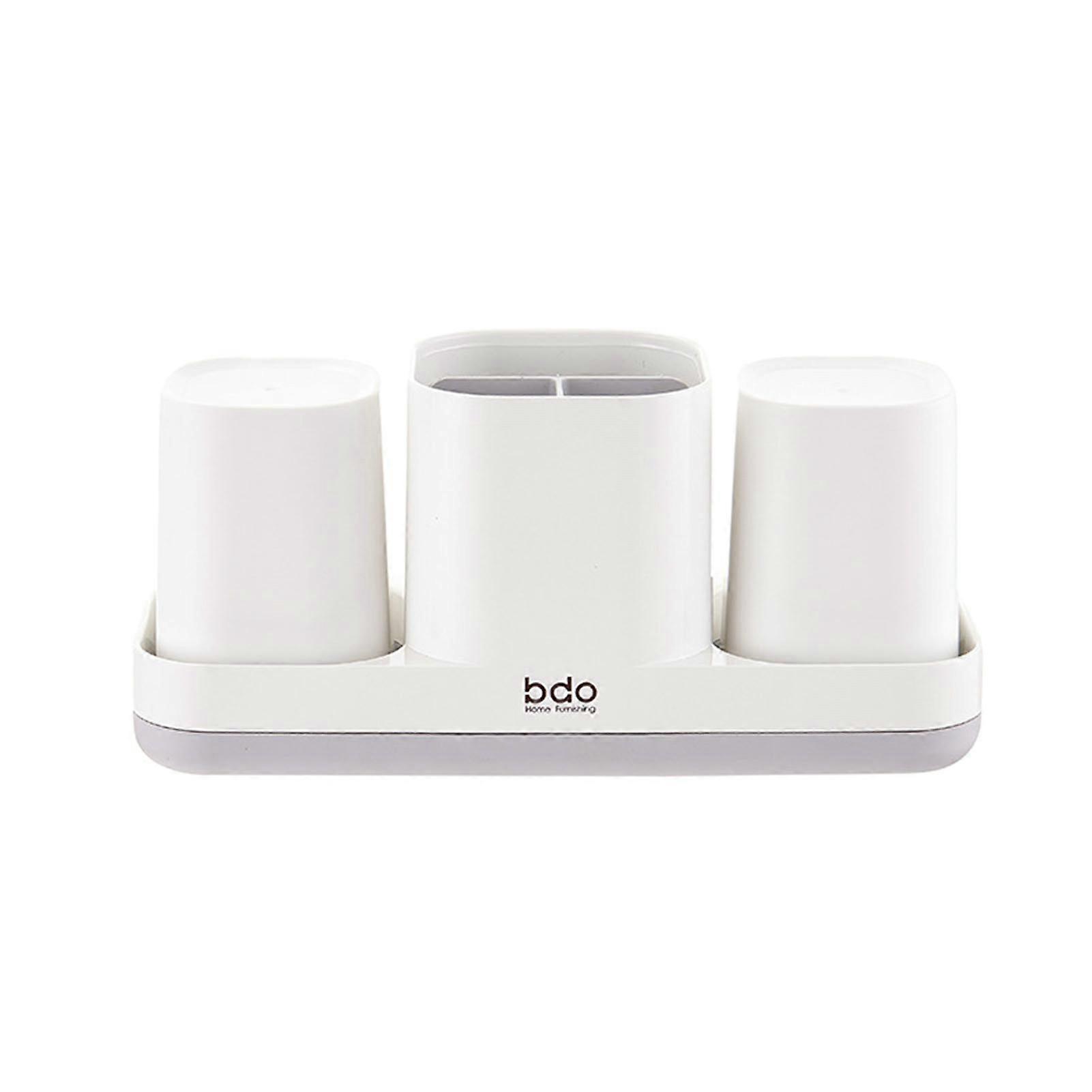 Stylish Toothbrush Holder Set with 2 Cups Compartment Space-saving Anti-slip Detachable Toothbrush Toothpaste Holder KAESI