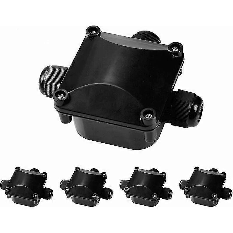Junction Box, 3 Way Junction Box Ip68 Waterproof Connector Outdoor Electrical Junction Box Black (5 Pcs)