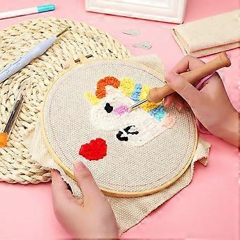 Kit 5 Aiguilles à Poinçonner Avec Poignée Bois – Tailles 5 Mm, 3.5 Mm, 2.5 Mm | Punch Needle Ergonomique Pour Broderie, Tapisserie Et Loisirs Créatifs