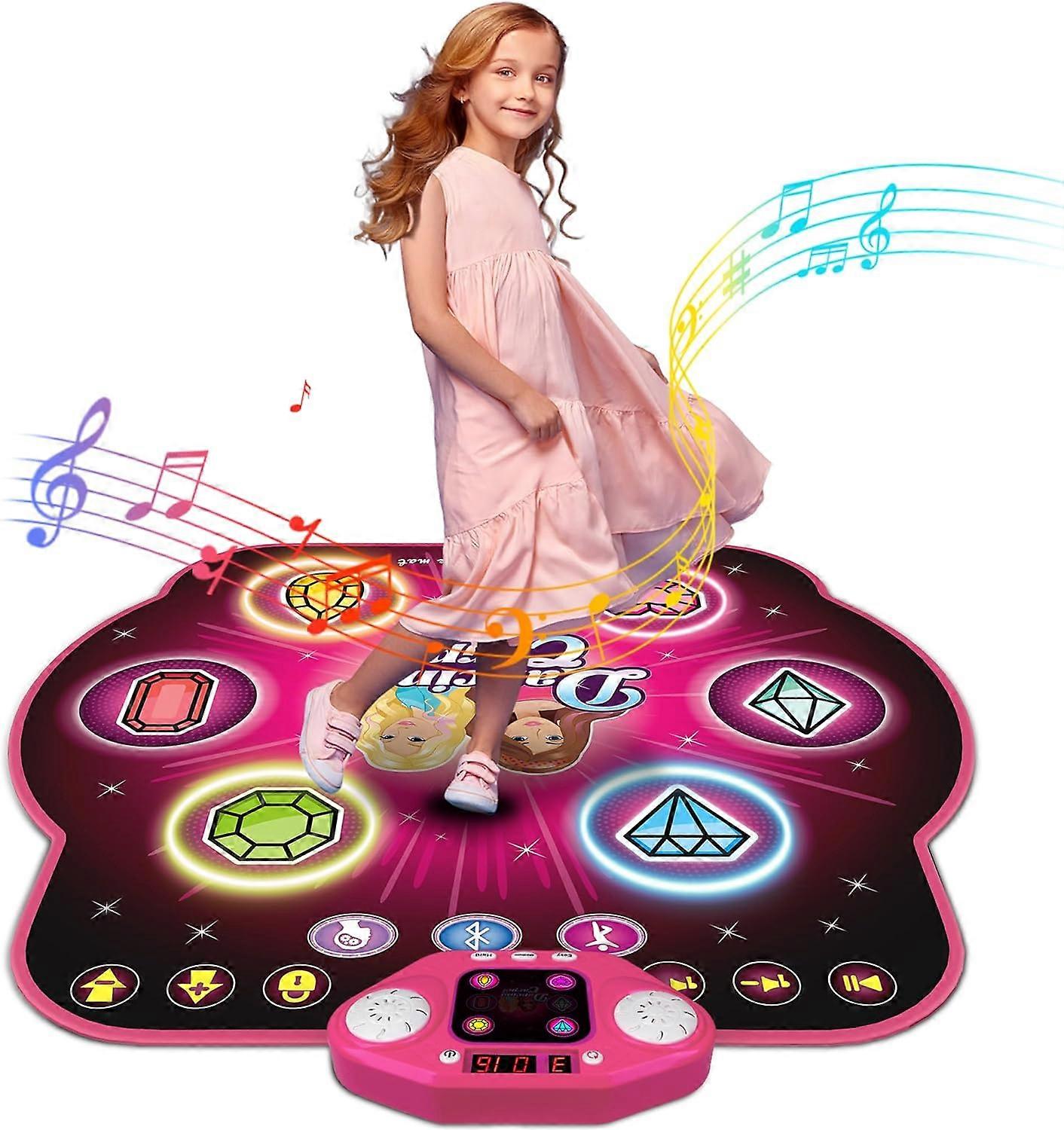 Dance Mat Toys for 3-12 Year Old Kids, 6 Button Light-up Dancing Mat 27 Challenges Levels Bluetooth Electronic Dance Pad with 6 Game Modes