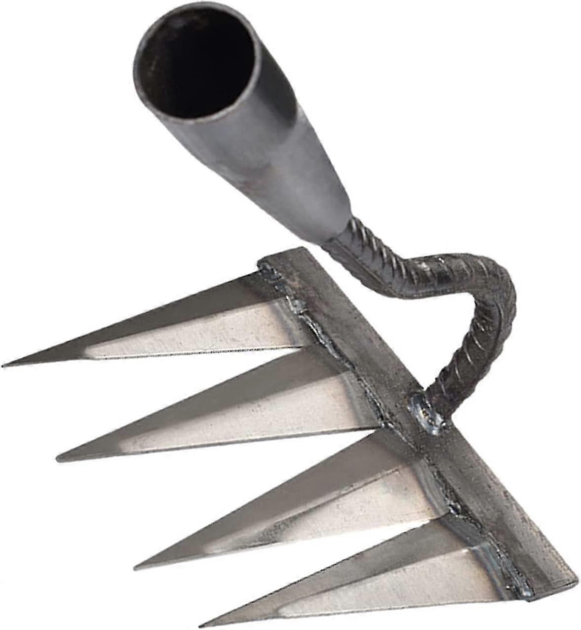 Gardening Rake, Weeding Rake, Garden Scarifier Rake, Metal Heavy Tine Rake, 4 Tine Nail Rake Steel Rake Agricultural Tools Metal Gardening Rake