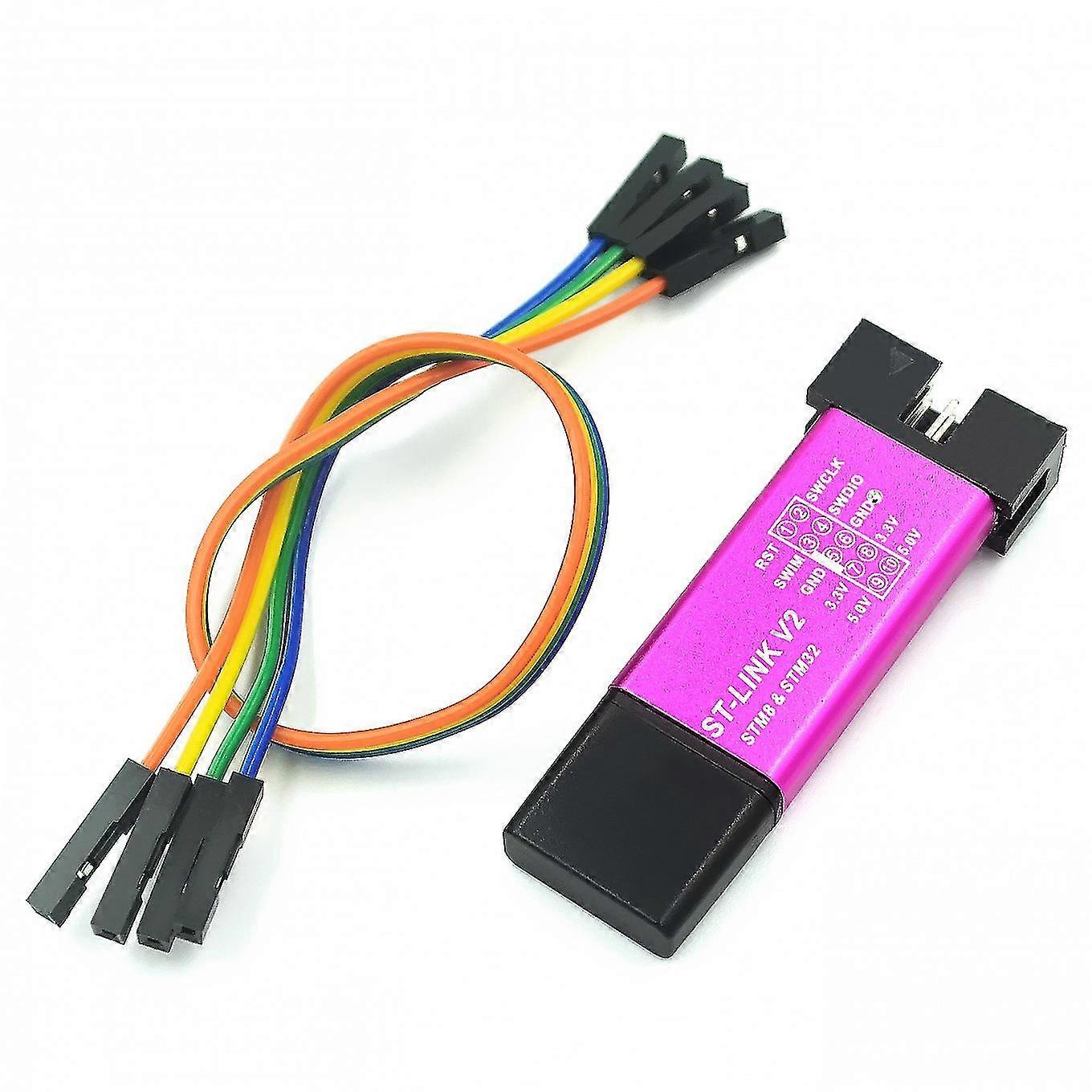 ST Link V2 Mini STM8 STM32 Simulator Download Programmer Programming with Cover Cable (Random Color)+(cfte