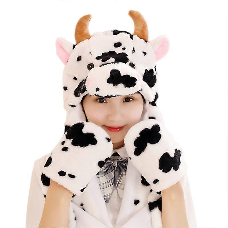 Cute Will Move Plush Animal Character Winter Hat Fun Ski Cap Cows