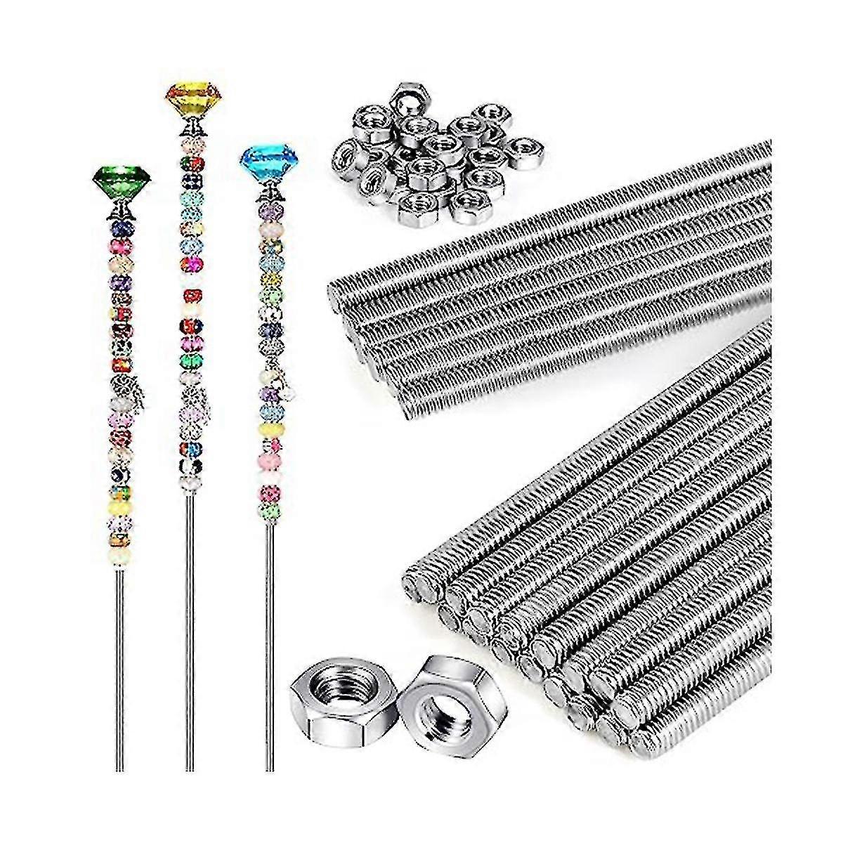 24 Pack Threaded Rod With Hex Nuts 24 Pcs Stainless Steel Threads Studs Rods 24 Pcs Hex Nuts (12 In