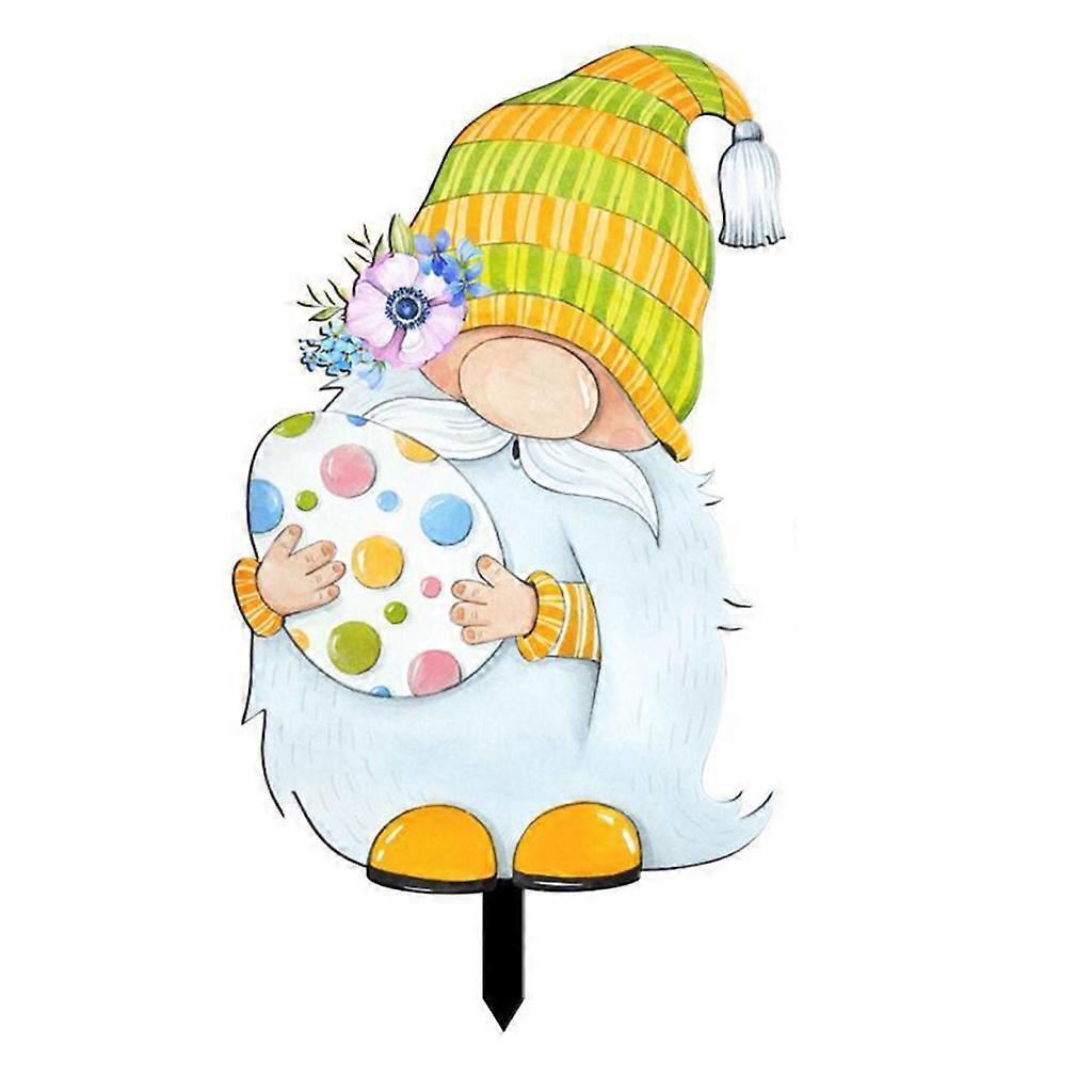 Gnome Yard Stake Easter Yard Sign Water Proof Easter Props Outdoor Ornaments