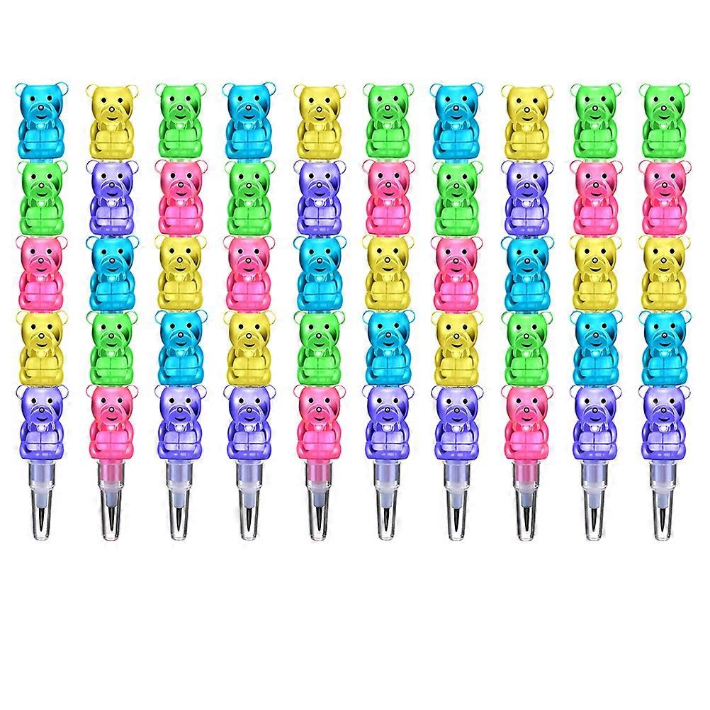 12pcs Stackable Pencils Plastic Bear Pencils 5 in 1 Stacking Colored Pencils