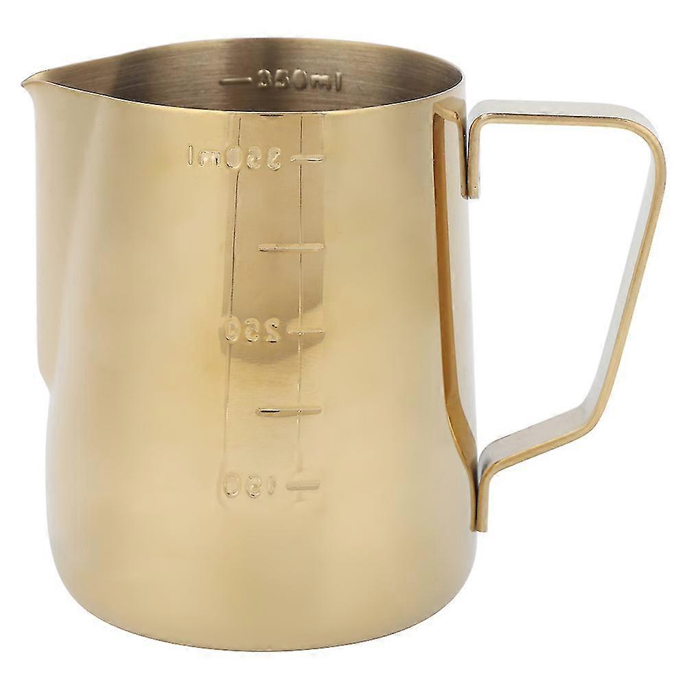 Gold Stainless Steel Coffee Milk Frothing Pitcher Jug with Scale - 350ML for Home Coffee Latte Art