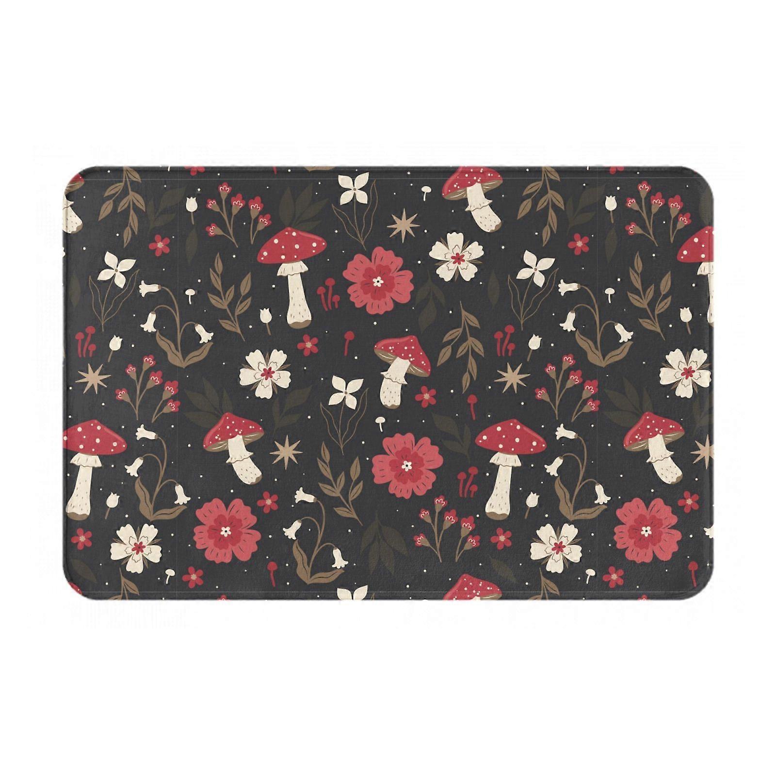 لطيف الفطر وأوراق نمط ممسحة داخلية غير قابلة للانزلاق الحصير الباب الأمامي الحصير قابل للغسل للمدخل ، الأرضية داخل الباب الخلفي الشرفة في الهواء الطلق داخلي 16x2