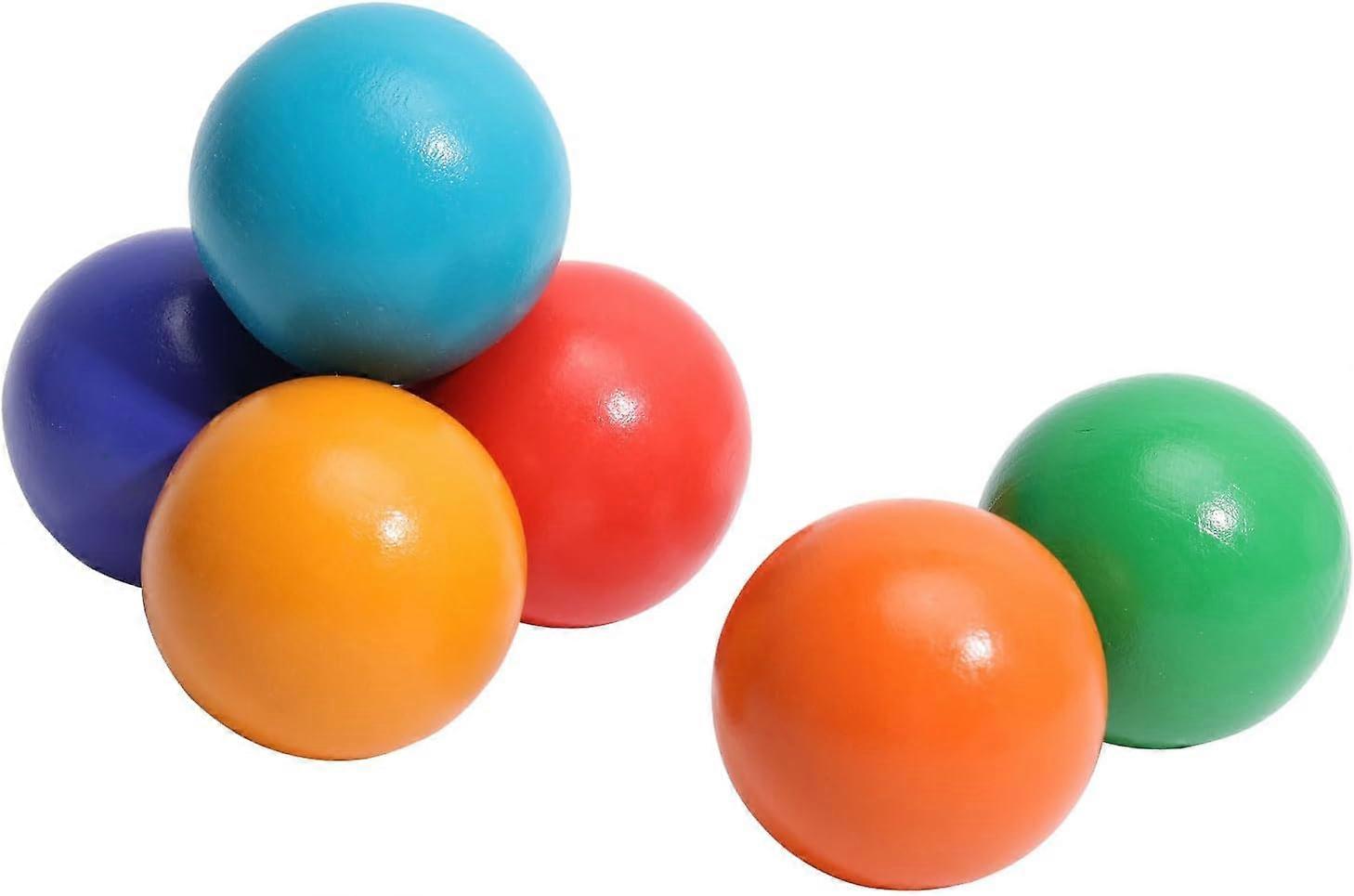 6Pcs 6 Colors Wooden Rainbow Balls 46mm/1.8inch Round Wooden Round Balls Natural Round Hardwood Balls Wood Sphere Natural Craft Balls Educational Coun