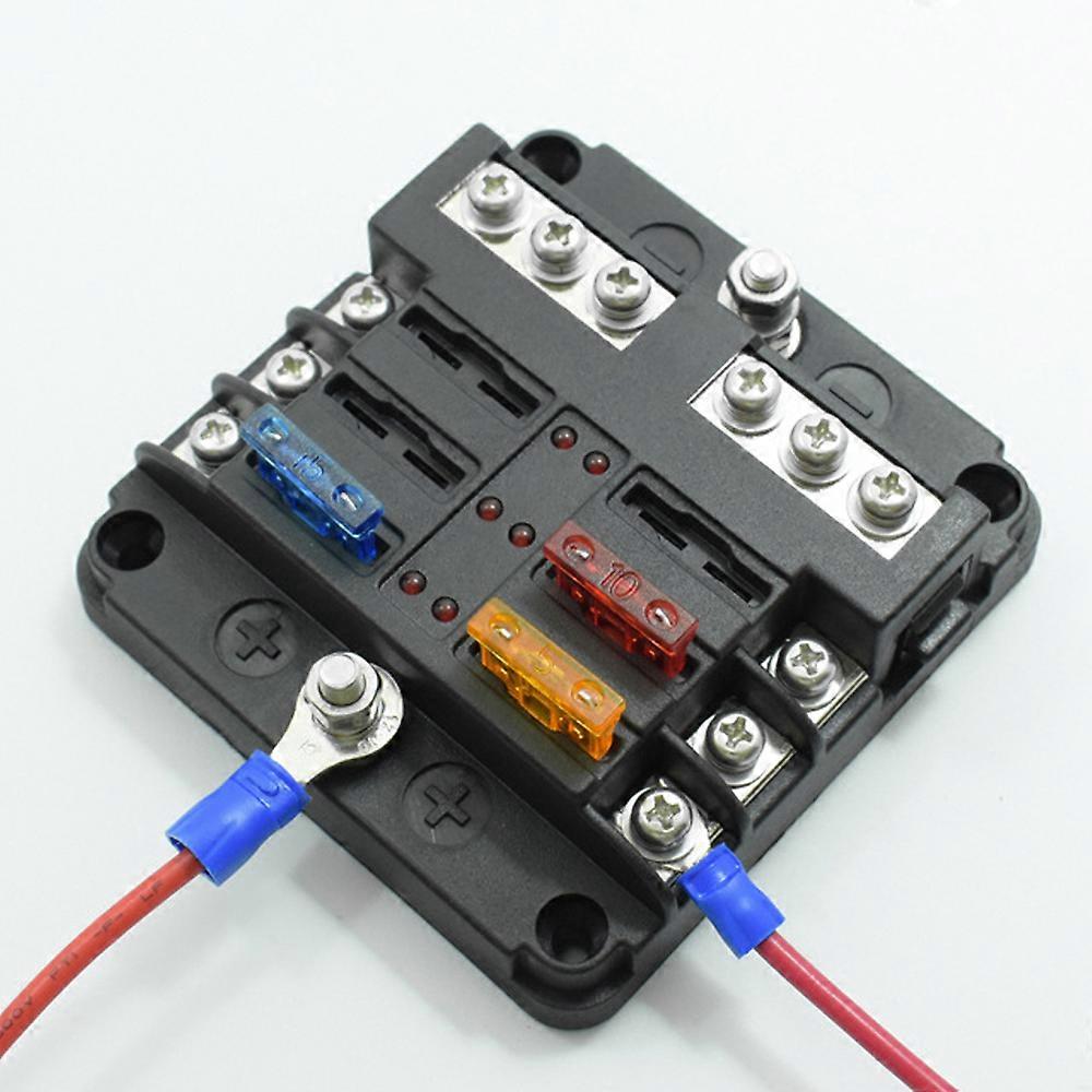 Universal 6 Ways  Block Car  Holder With Negative Electrode Vehicle  Box Auto  Connector Box With LED Light