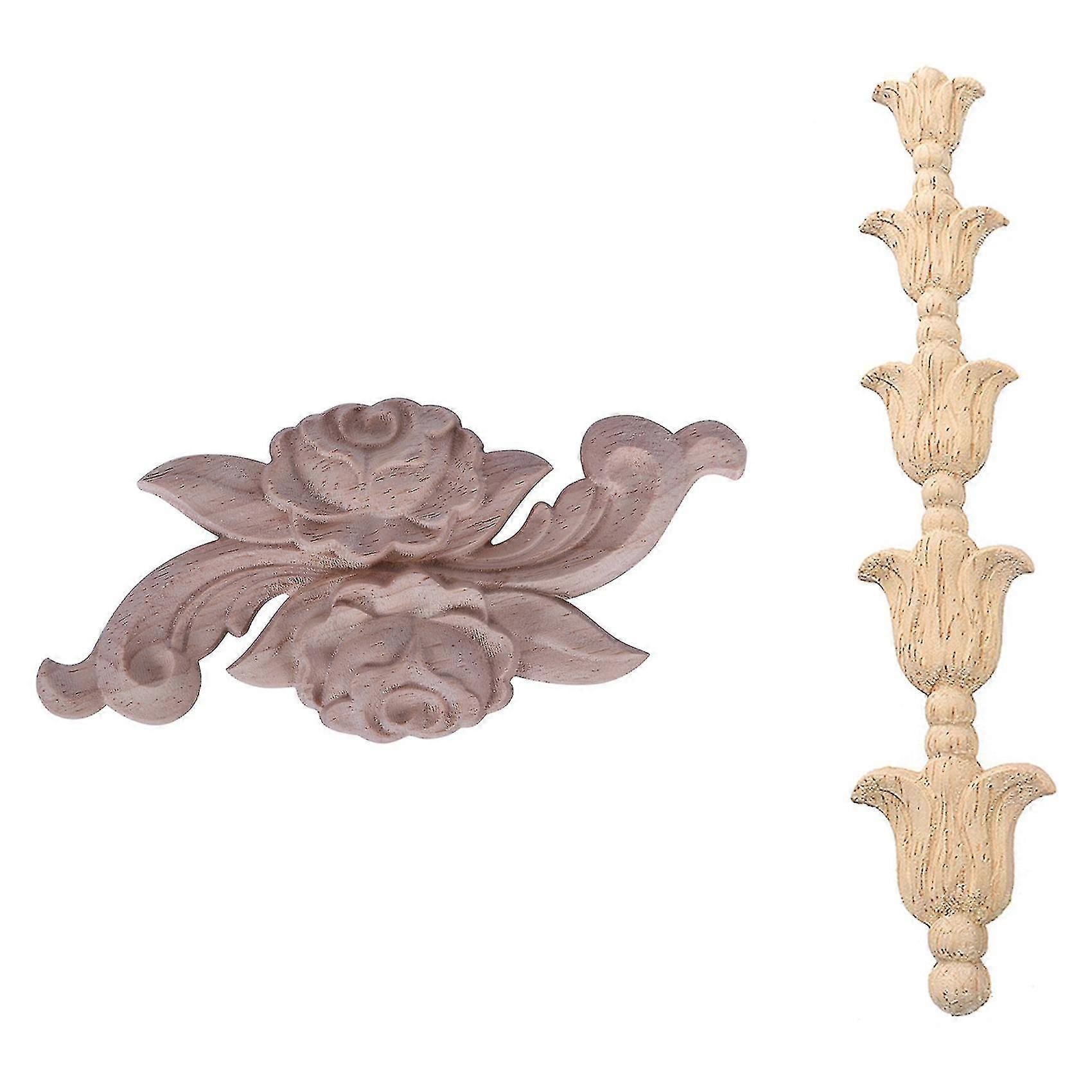 1x Rubber Wood Carved Corner Craft Onlay Applique(12 X 6cm)