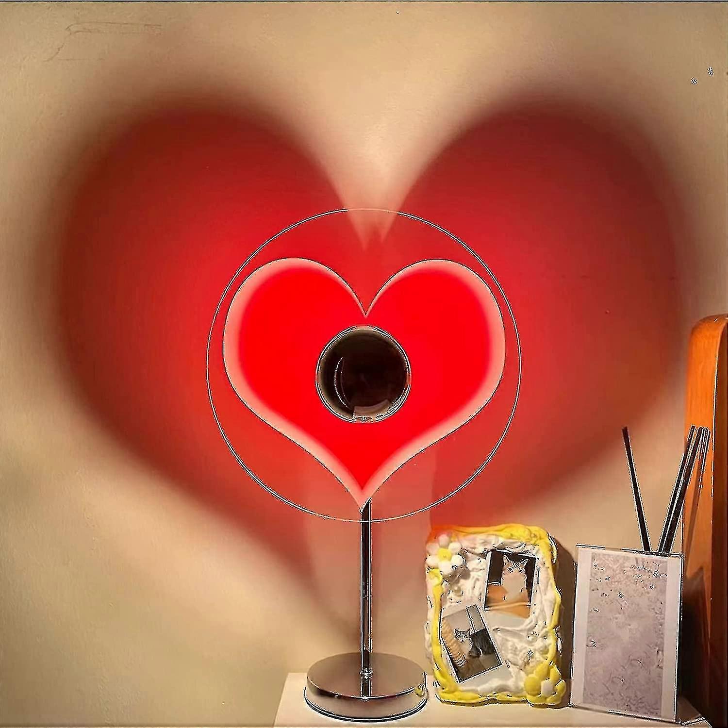 Rød hjerteprojeksjonslampe, romantisk hjerteformet projektorlampe LED nattlysbordlamper, kreativt projeksjonslys for bryllup hjemme soverom Backgr