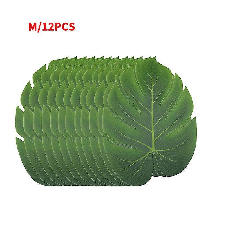 12 Pcs Artificial Tropical Palm Leaves For Hawaiian Luau Theme Home Garden Party Decorations Jungle Beach Theme Table Decor