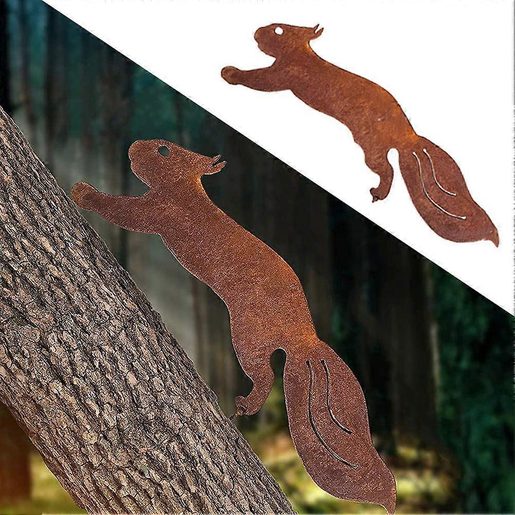 Squirrel for Tree - Metal Garden Ornament - 42cm - Natural Rust Patina