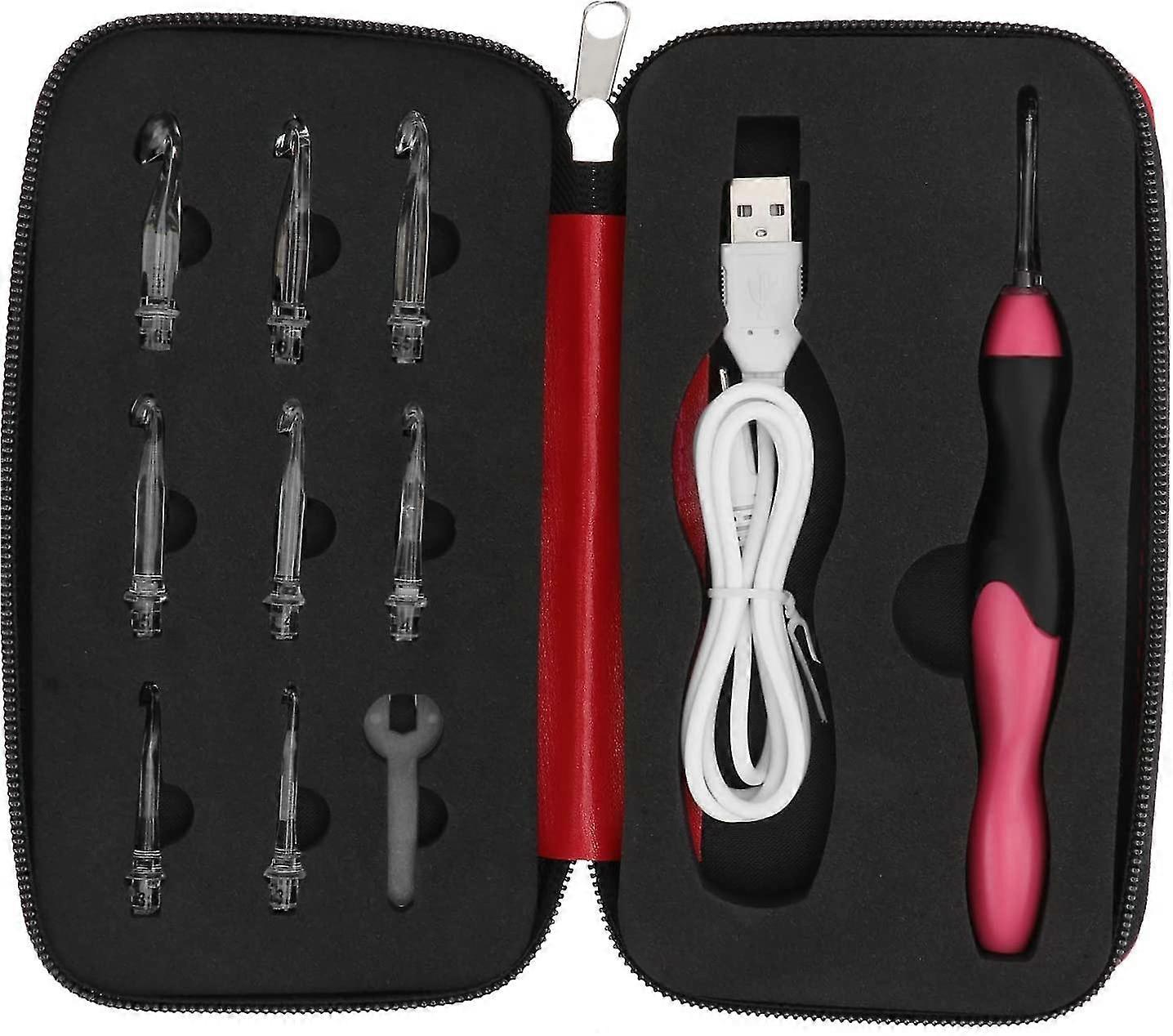 Led Crochet Adjustable Knitting Needle Sewing Craft Kit For Diy Knitting Yarn