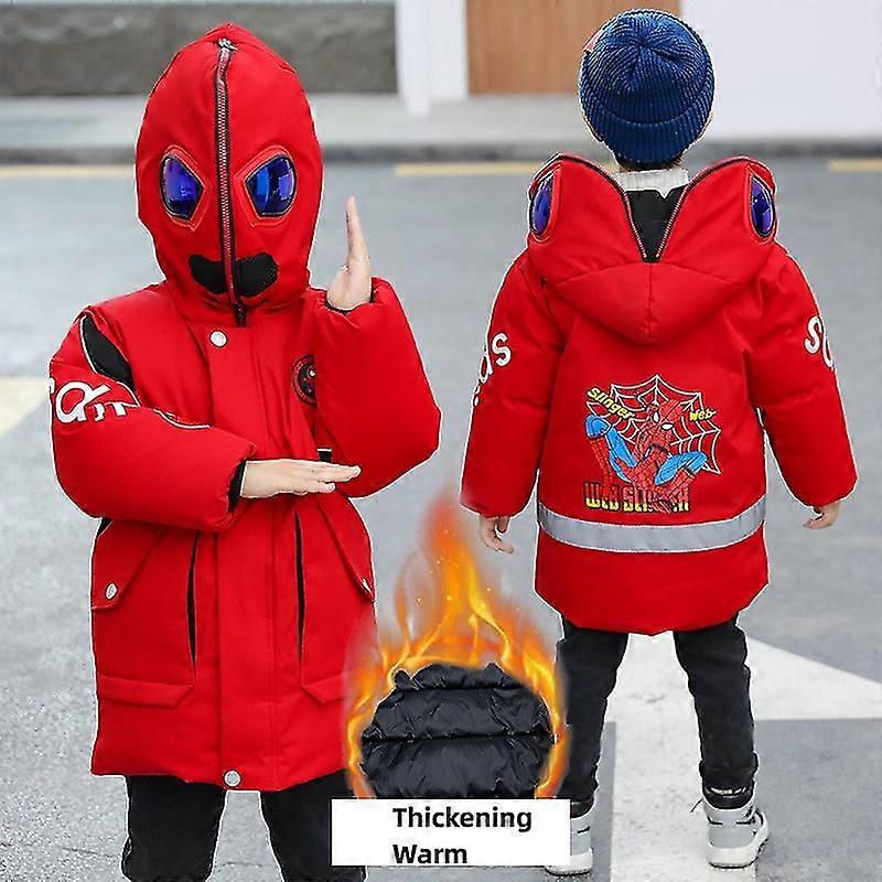 Boy Örümcek Adam Kış Soğuk Ve Rüzgar Kalkanı Pamuklu Ceket