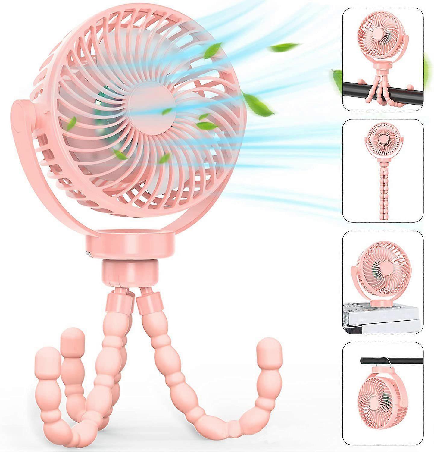 Portable Fan Battery Operated, Small Fan with Flexible Tripod Clip-on