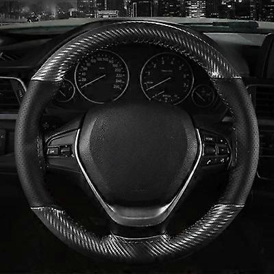 15 inch/38 cm Soft Fiber Leather Car Steering Wheel Cover Anti-slip Steering-Wheel Braid Stitch On Wrap With Needle Thread