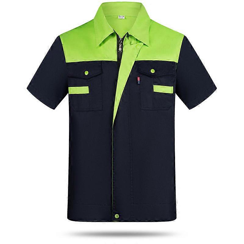 Mens Workshop Shirt Uniform Short Sleeve Zipper Factory Work