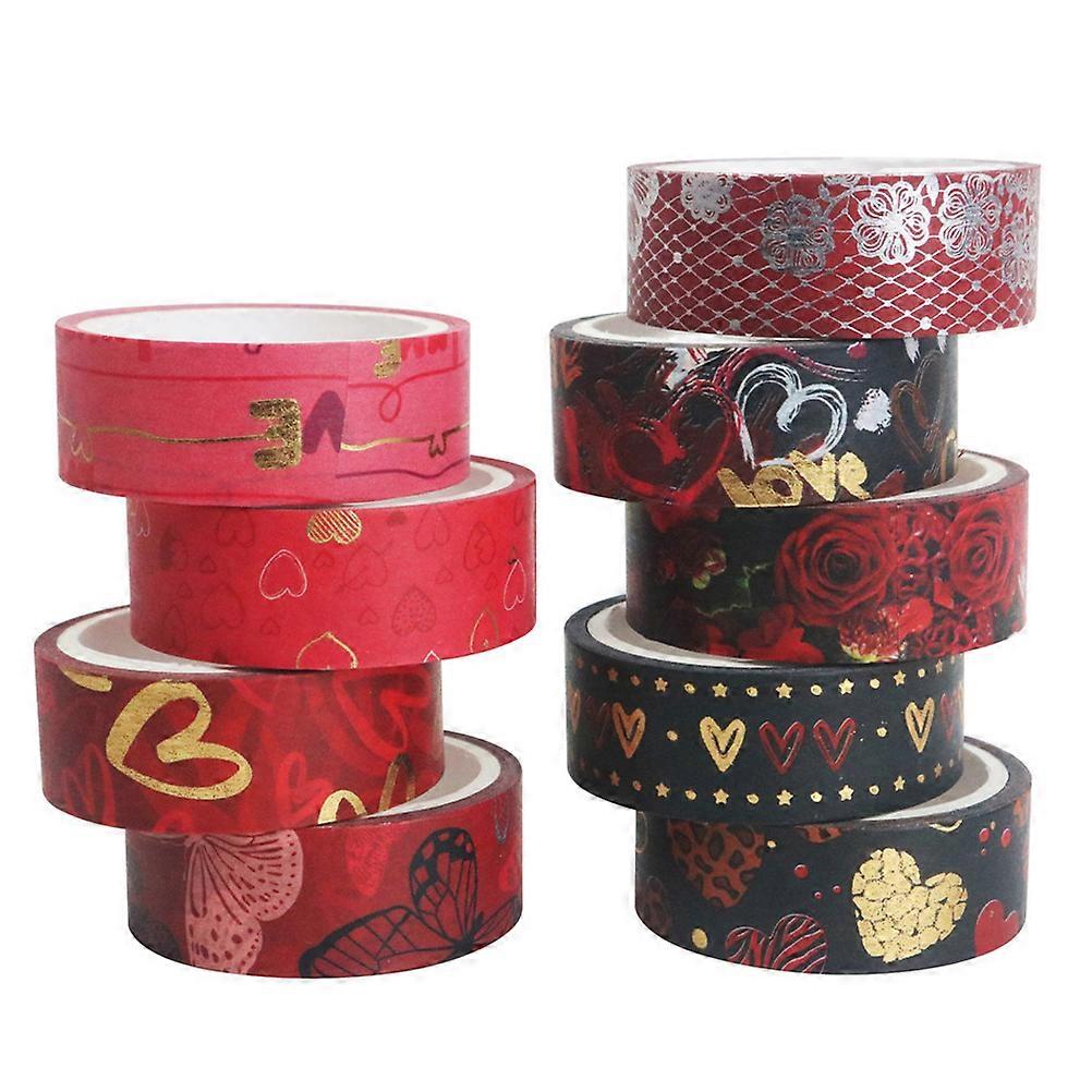 9 Rolls Valentine's Day Scrapbook Washi Tapes DIY Tapes Bronzing Paper Tapes