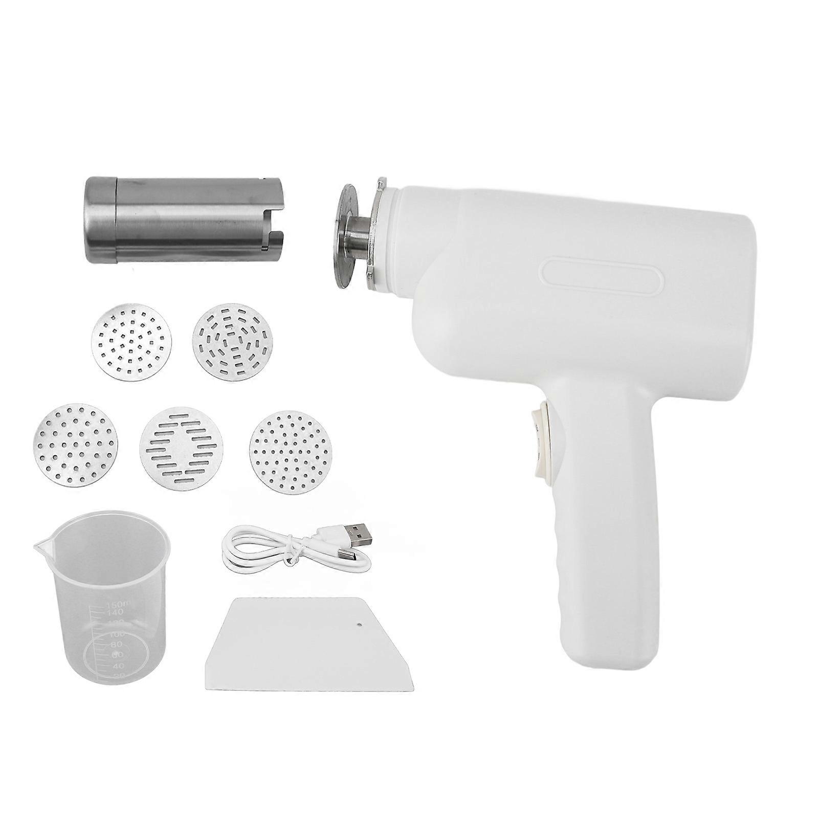 Electric Pasta Maker Multifunctional Stainless Steel Automatic Portable Handheld Noodle Maker Machine for Kitchen White