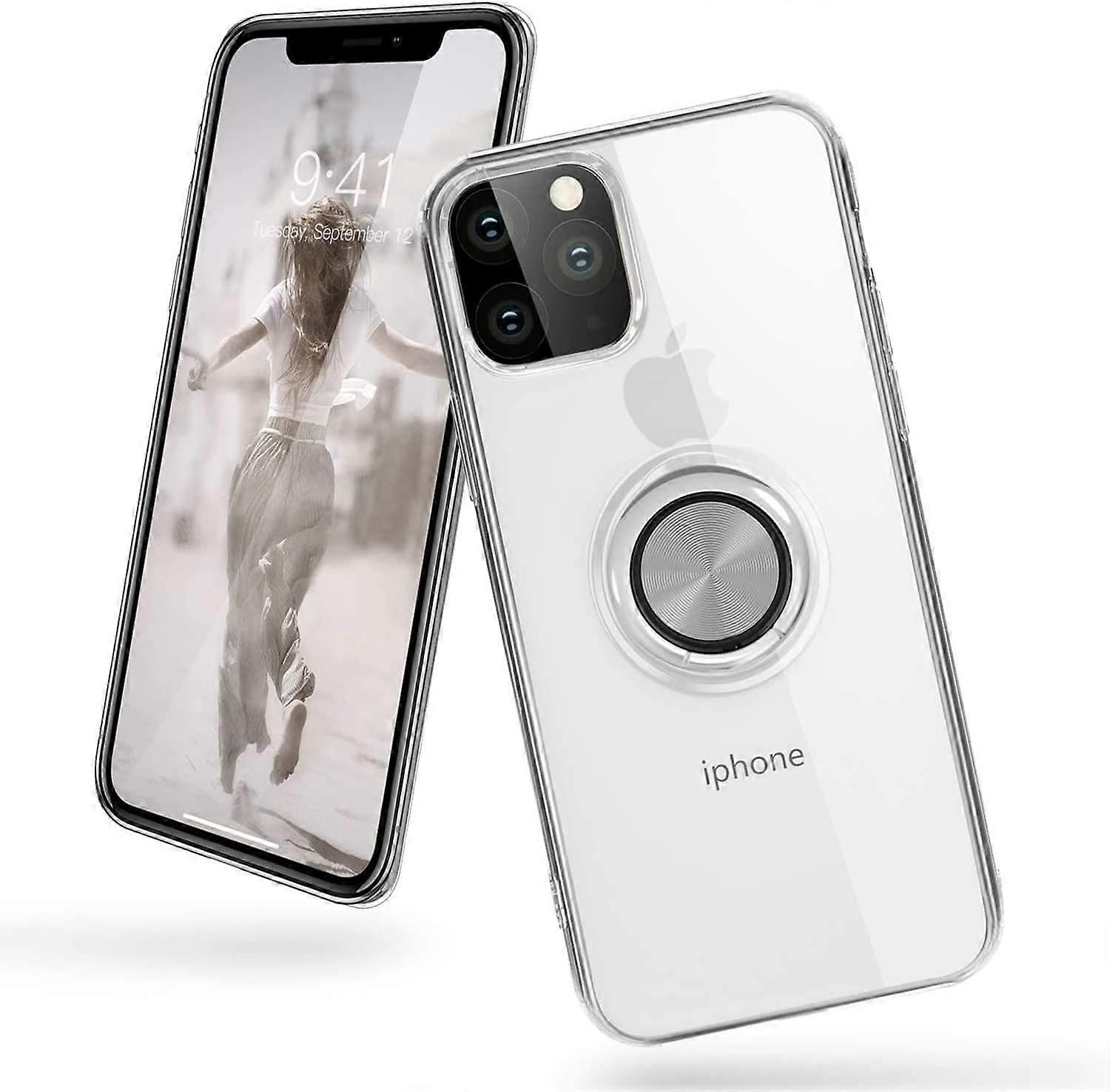 Designed for iPhone 11 Pro Max Case 6.5 inch 2019, Anti Scratch Soft TPU Full Body Clear Case Case with 360 Degree Rotation Finger Ring Holder Kicksta