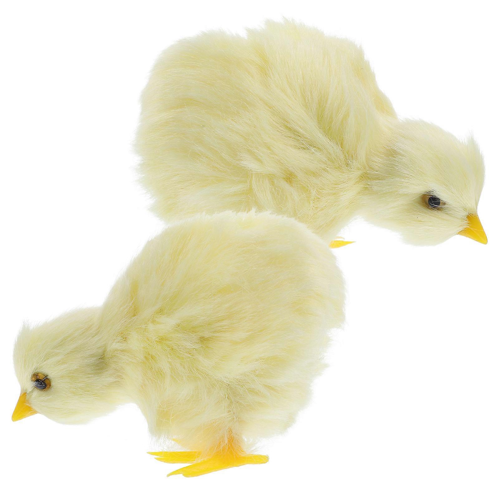 2pcs Artificial Simulation Chick Model Easter Chick Plush Toy Lifelike Stuffed Little Chick Plaything
