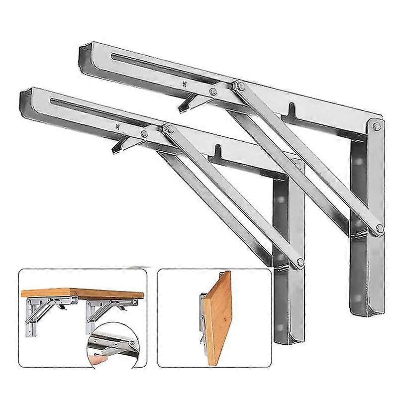 2023 Support d’étagère pliant 300mm - Support de montage mural en acier inoxydable, support de table flottante, conception peu encombrante