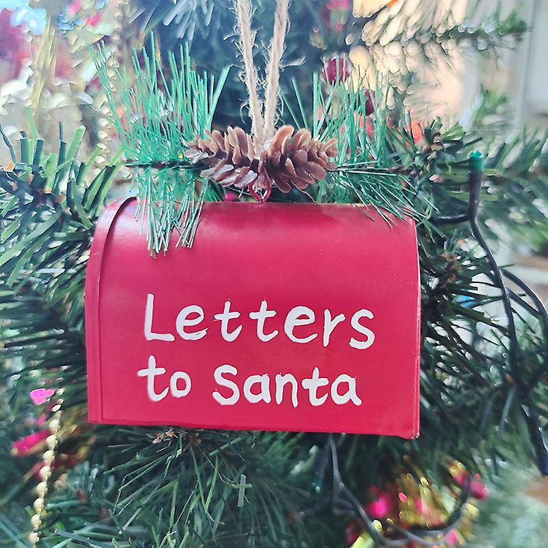 1pcs Christmas Holiday Letters To Santa Tree Decorative Metal Tin Mailbox