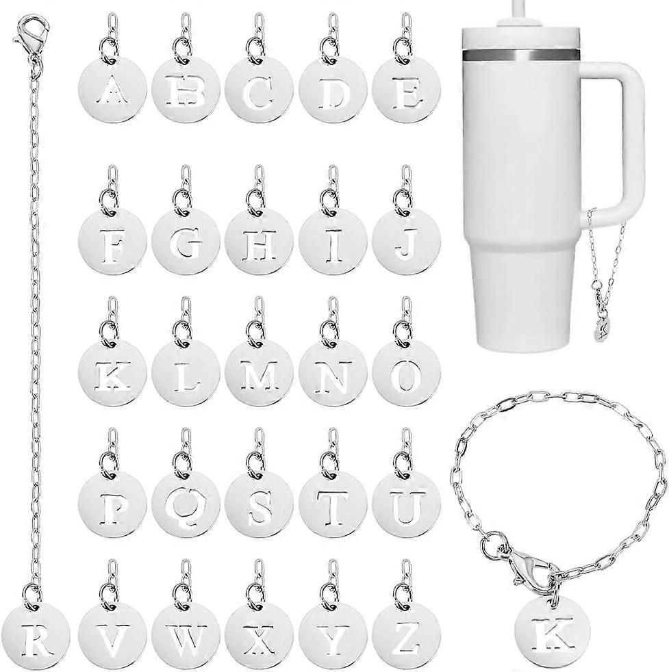 26 SZTUK Urok Litera Na Kubki Butelka Na Wodę Charms Akcesoria Imię ID Początkowy List Uchwyt Spersonalizowany Urok dla Stanley Tumbler Cup