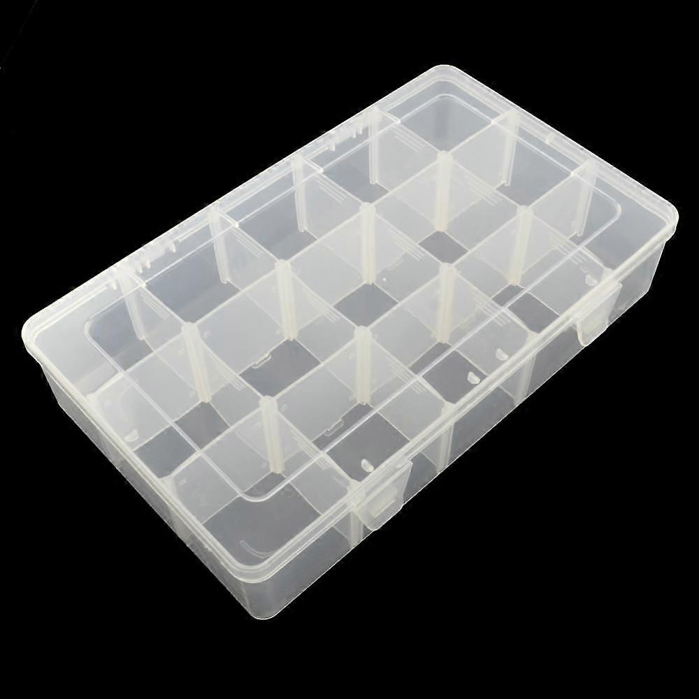 Rectangle Plastic Bead Storage Containers Adjustable Dividers Box 15 Compartments White 16.5x27.5x5.5cm
