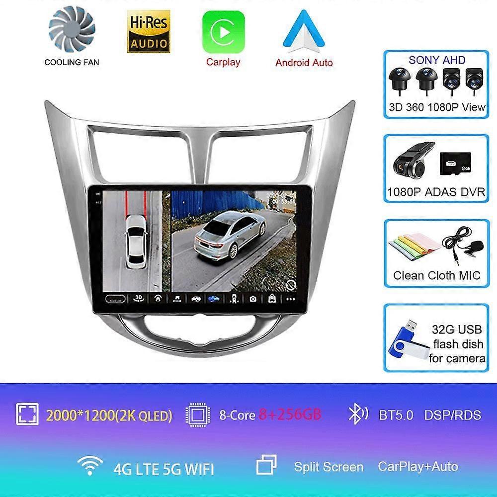 Radio auto Android 14 Carplay Multimedia Player Pentru Hyundai Solaris Accent I25 2010 - 2016 Auto Autoradio Stereo 2din Head Unit