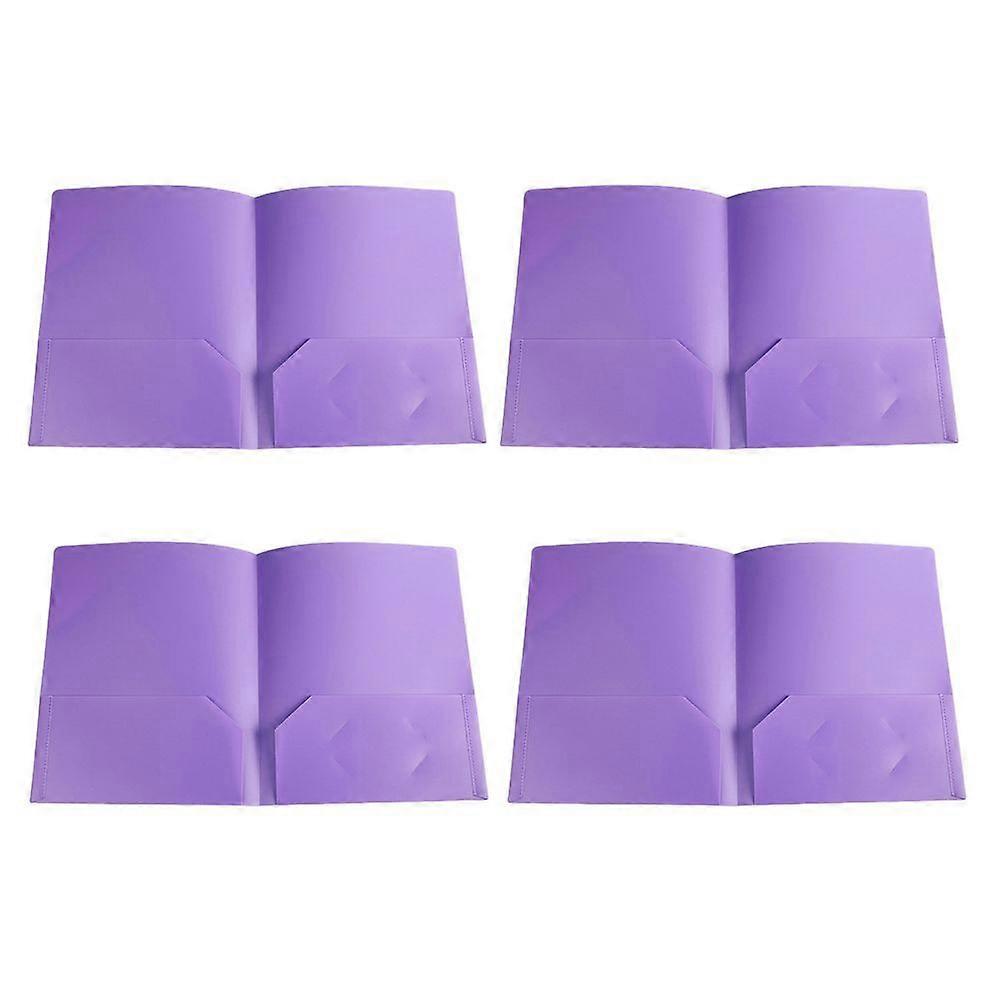 4Pcs 2 Page File Folder Heavy Duty Double-Pocket Folder with Fasteners Student File Racks Organizer Office Supplies