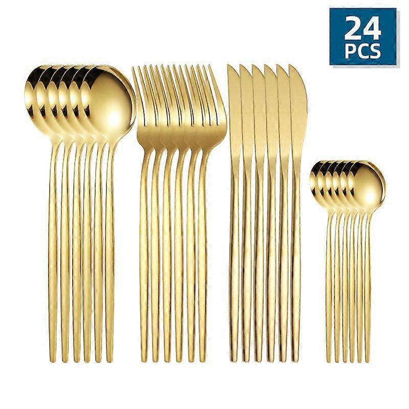 24 pezzi / set di posate in acciaio inossidabile; Cucchiaio per posate portoghesi; Set di posate western