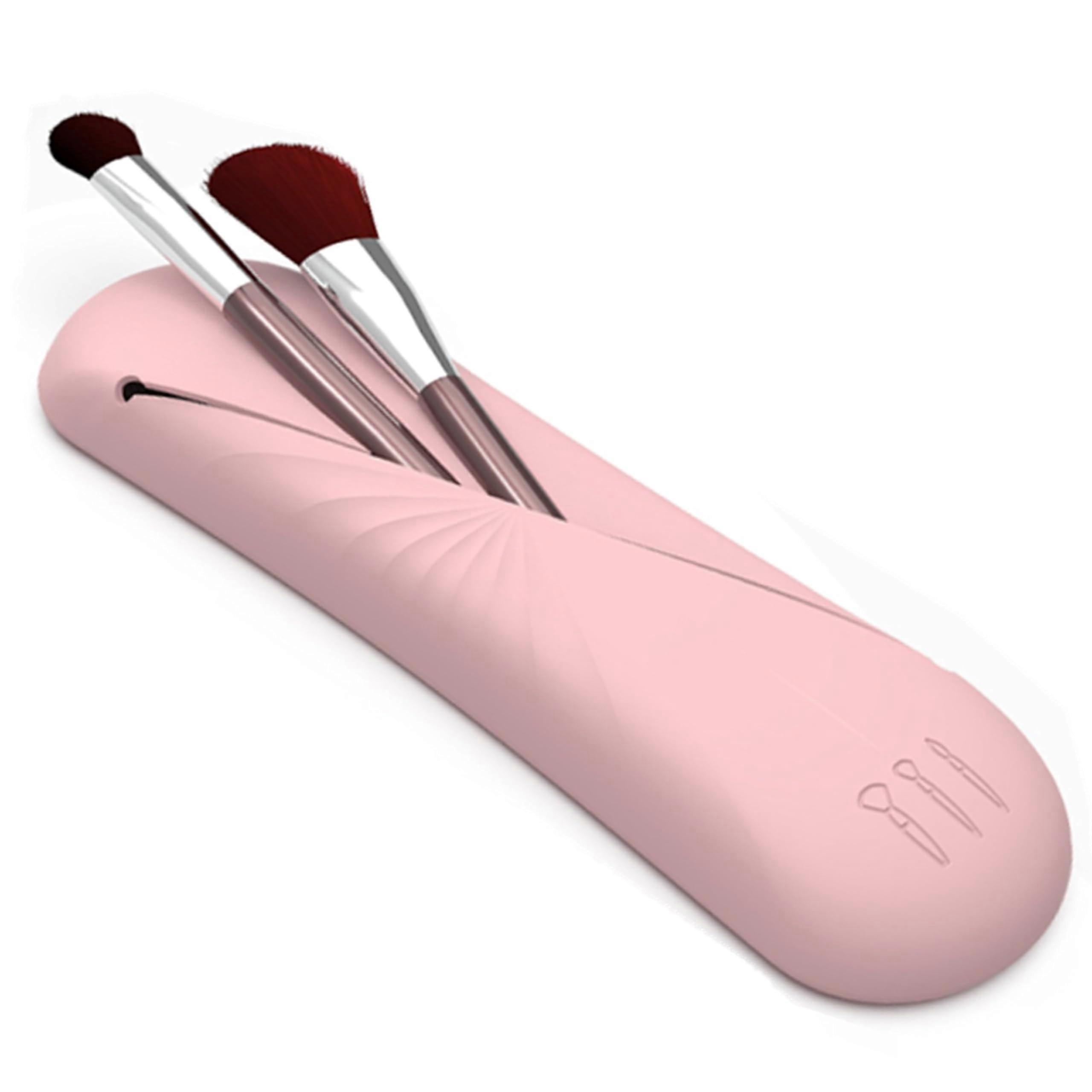 Silicone Makeup Brush Storage Bag with Zipper Closure, Travel-Friendly Design, Large Capacity, Waterproof Material