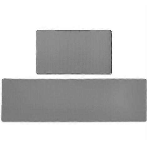 Kitchen floor mat, washed leather mat, non-slip, rectangular, solid color, slow rebound door mat, wipeable, gray